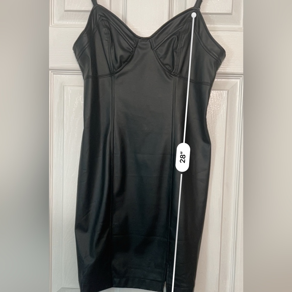 Free People Intimately Black Faux Leather Slip Dress SMALL - Picture 10 of 12